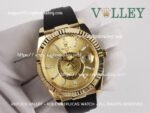 SKD323 Rolex Sky-Dweller 326238 Rubber Strap Gold Dial