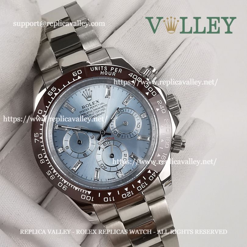 D102 Rolex Daytona 116506 Ice Blue Baguette Diamond Dial