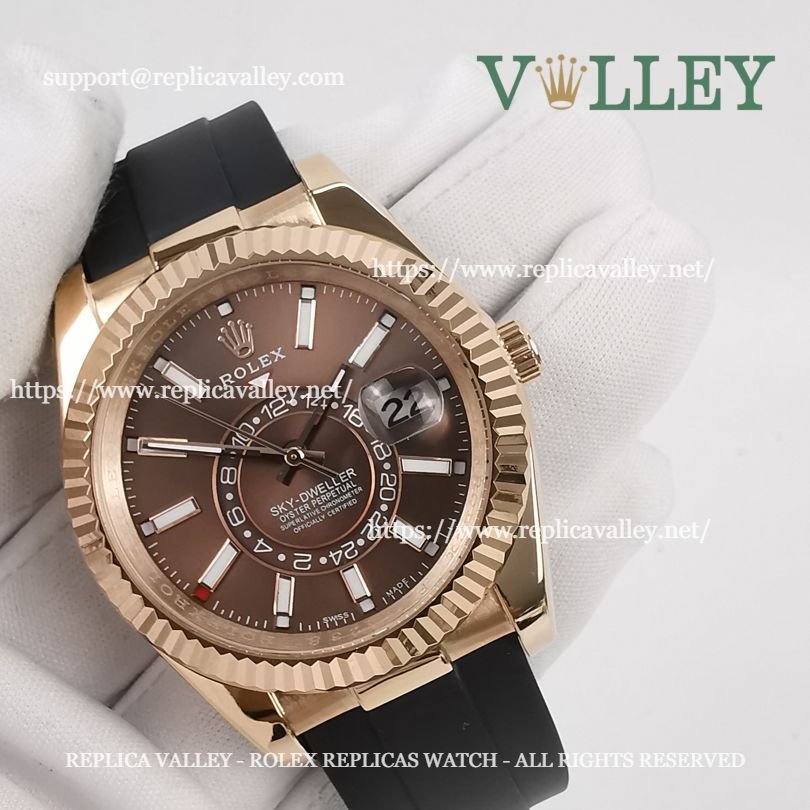SKD223 Rolex Sky-Dweller 326235 Rubber Strap Chocolate Dial