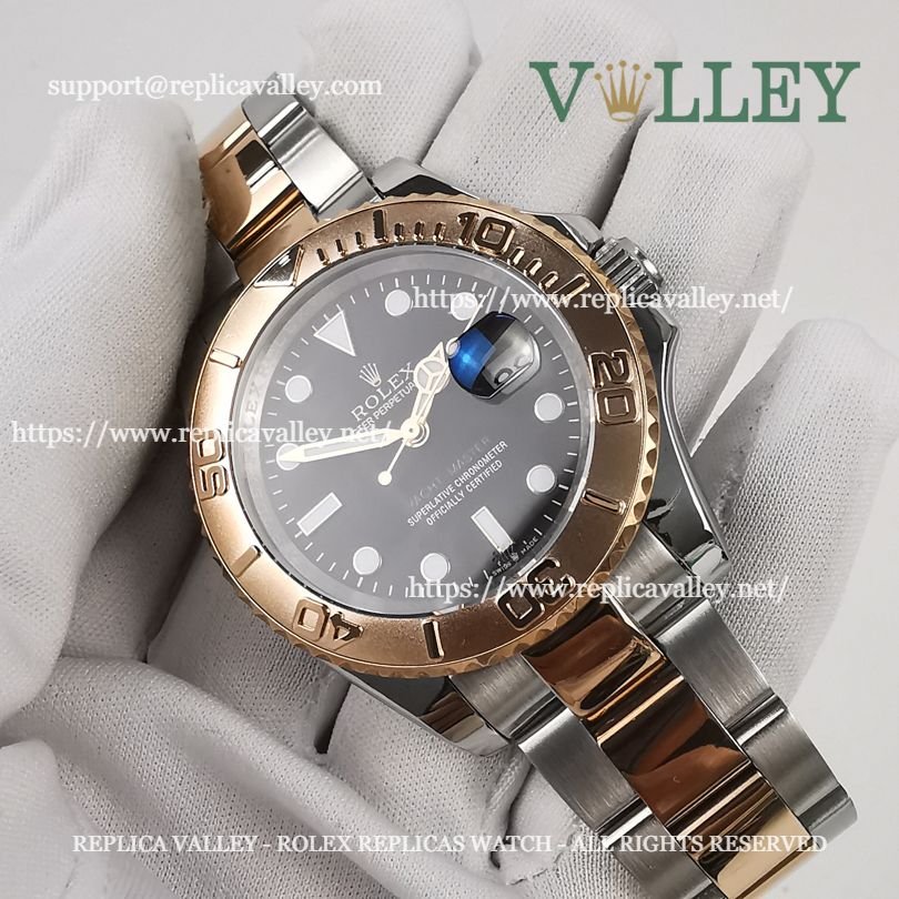 Y101 Rolex Yacht-Master 126621 Rose Gold Two-Tone Black Dial