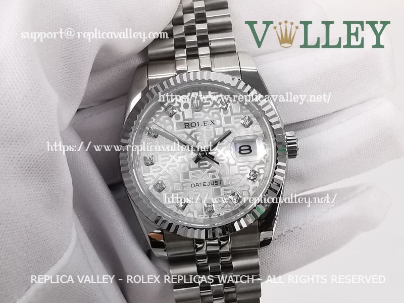 95f2f25d5e56caa6656e1f8fb9a56d450e2deec2 DJ36003 Rolex Datejust 116234 Fluted Bezel Silver Jubilee Diamond Dial - Image 1