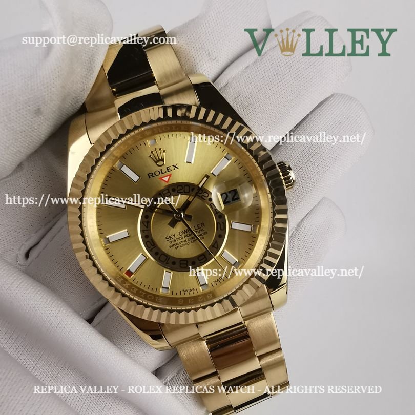 SKD303 Rolex Sky-Dweller 326938 Oyster Bracelet Gold Dial