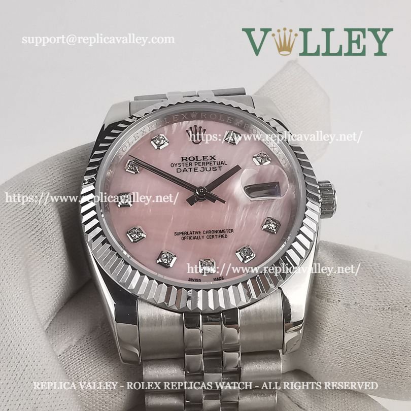 DJ36007 Rolex Datejust 116234 Fluted Bezel MOP Pink Diamond Dial