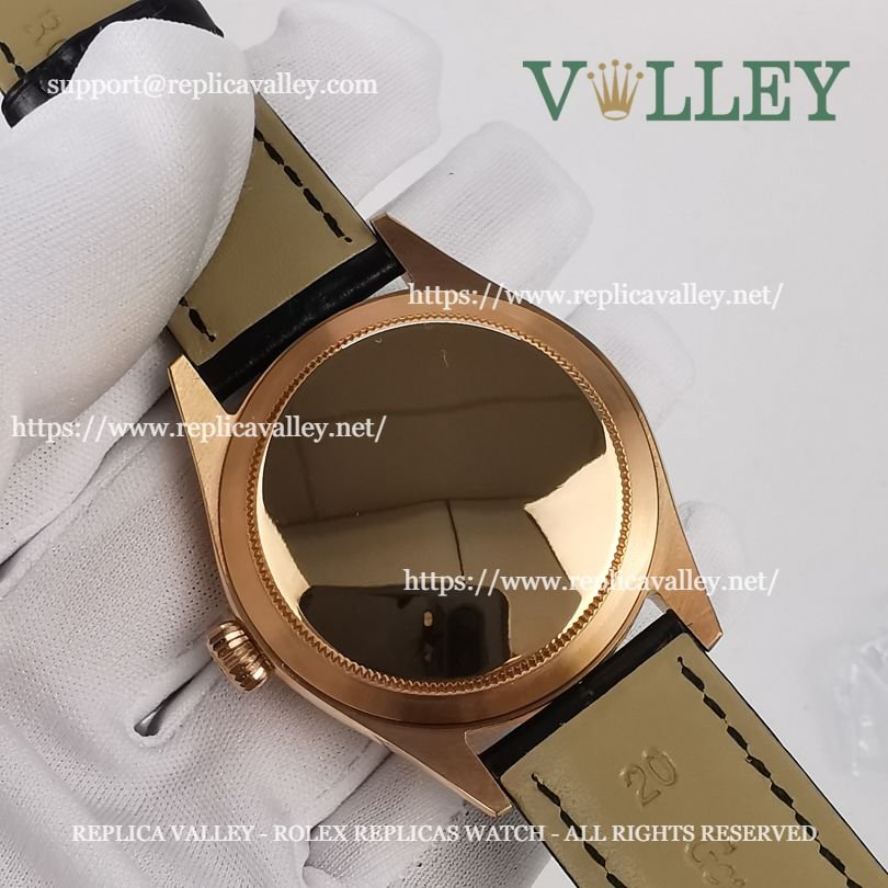 C101 Rolex Cellini Time 50505 Black Leather Strap Black Dial