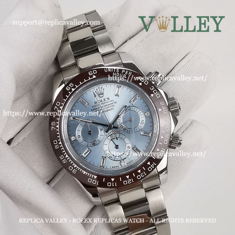 D102 Rolex Daytona 116506 Ice Blue Baguette Diamond Dial