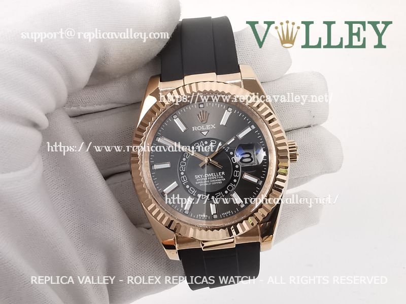 b0e8100f879e04dfed15a7a60ece8bf0828b3c3f SKD221 Rolex Sky-Dweller 326235 Rubber Strap Dark Rhodium Dial - Image 1