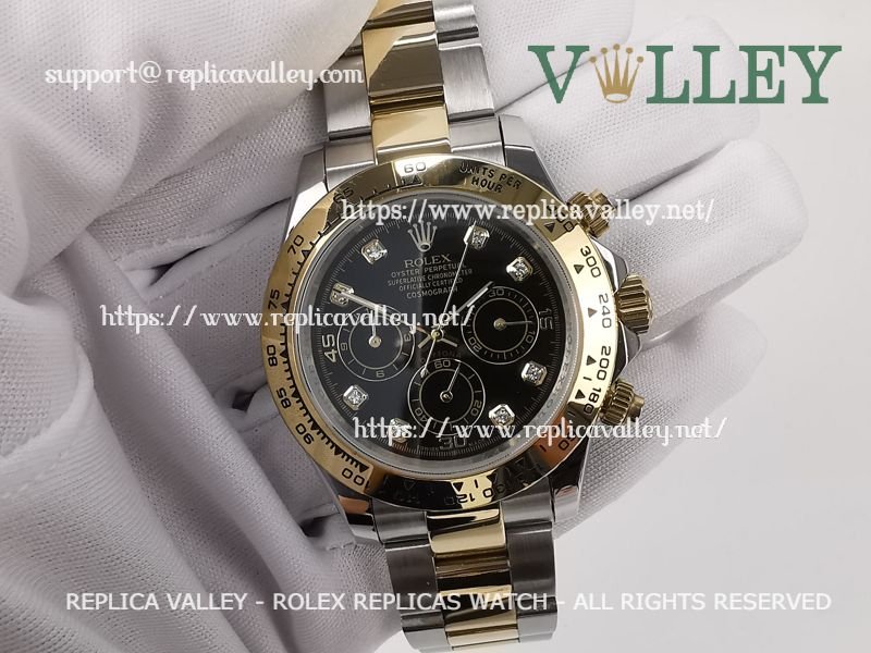 b1947cf6650f5622c132f99958de9355293573ae D208 Rolex Daytona 116503 Two Tone Black Diamond Dial - Image 1
