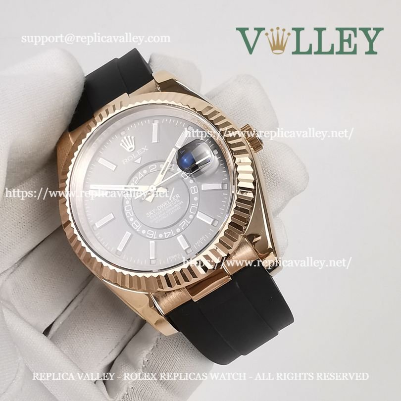 SKD221 Rolex Sky-Dweller 326235 Rubber Strap Dark Rhodium Dial