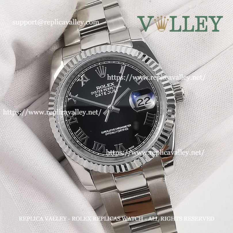 DJ36102 Rolex Datejust 116234 Black Roman Dial Oyster Bracelet