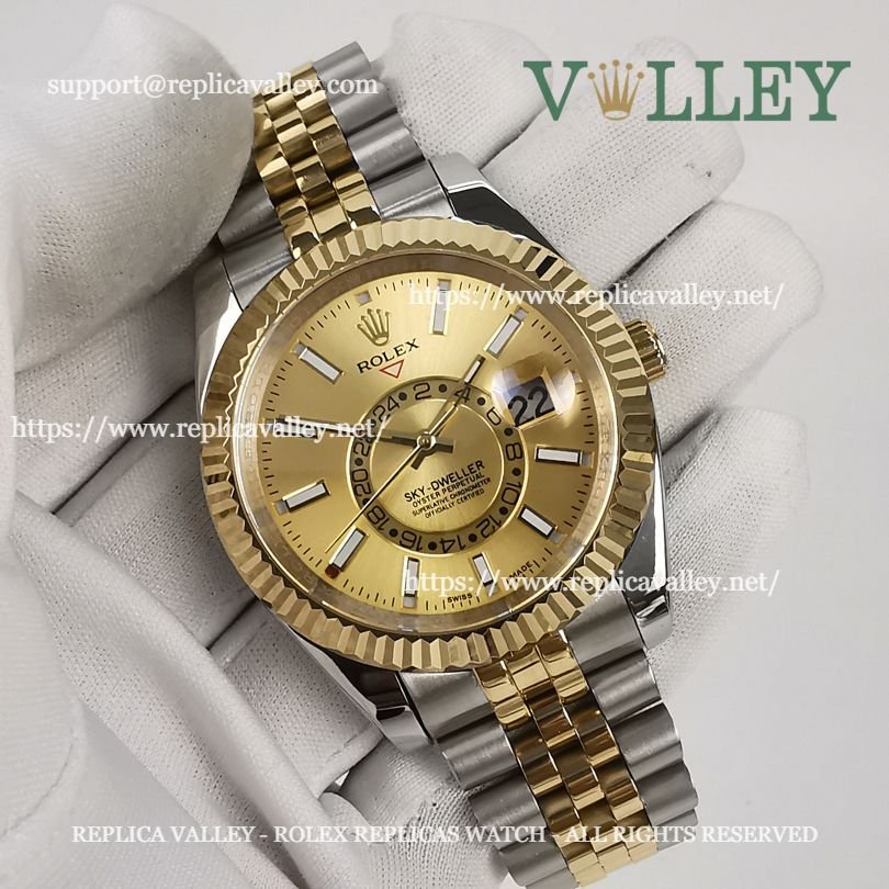 SKD111 Rolex Sky-Dweller 326933 Jubilee Bracelet Gold Dial