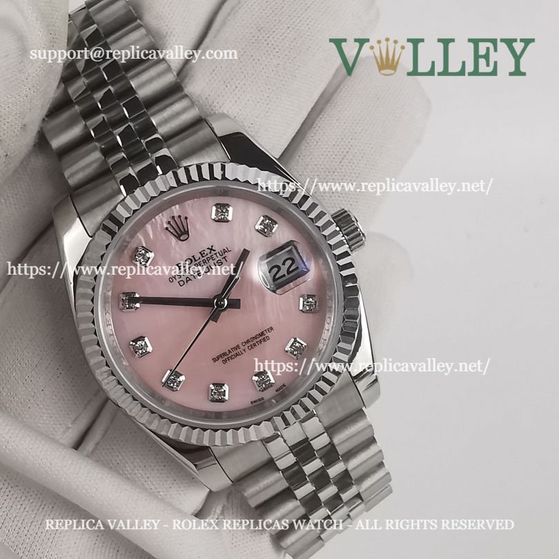 DJ36007 Rolex Datejust 116234 Fluted Bezel MOP Pink Diamond Dial