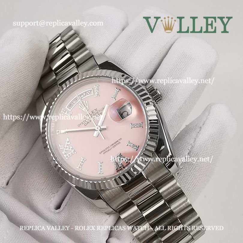 DD36005 Rolex Day-Date 128239 Fluted Bezel Pink Opal Dial