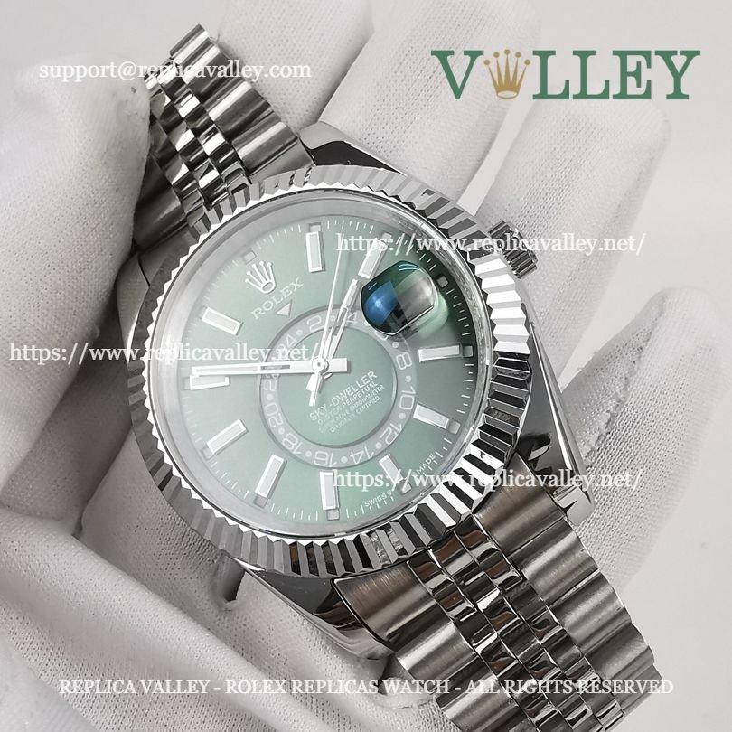 SKD014 Rolex Sky-Dweller 326934 Jubilee Bracelet Mint Green Dial