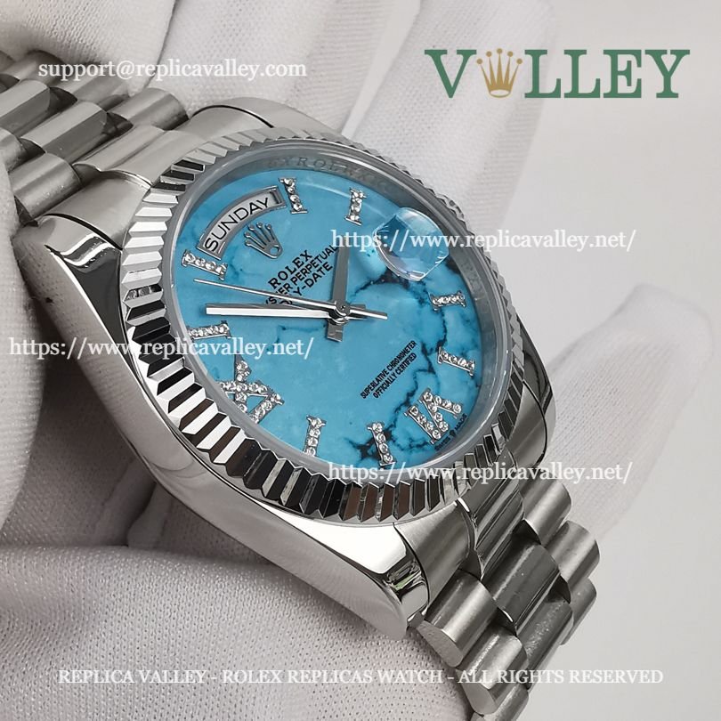 DD36006 Rolex Day-Date 128239 Fluted Bezel Turquoise Dial
