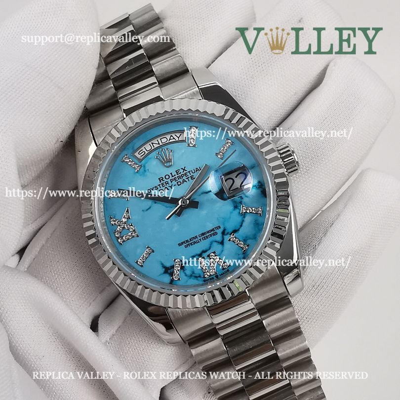 DD36006 Rolex Day-Date 128239 Fluted Bezel Turquoise Dial