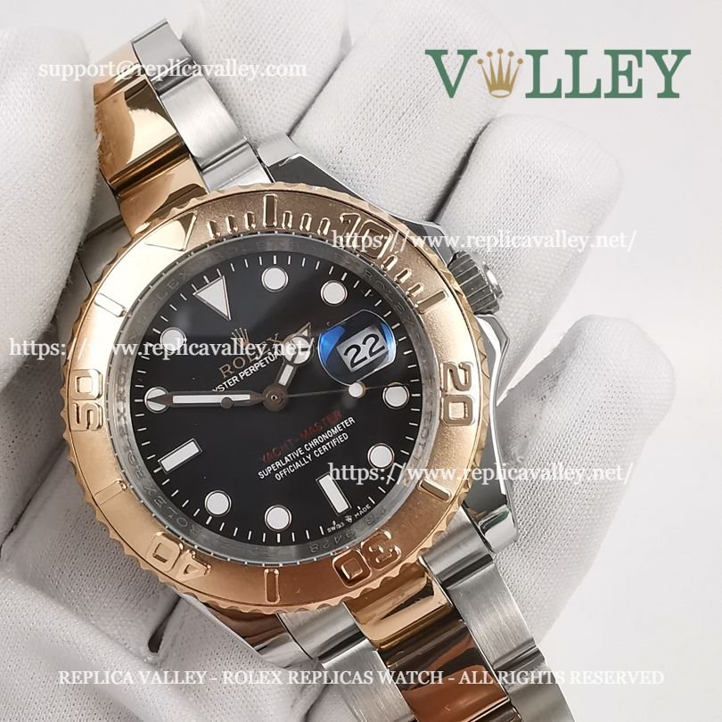 Y101 Rolex Yacht-Master 126621 Rose Gold Two-Tone Black Dial