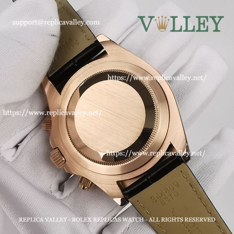 D651 Rolex Daytona 116515 Rose Gold Leather Black Dial