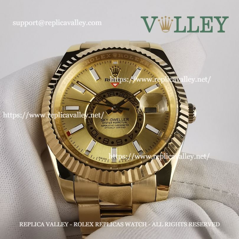 SKD303 Rolex Sky-Dweller 326938 Oyster Bracelet Gold Dial