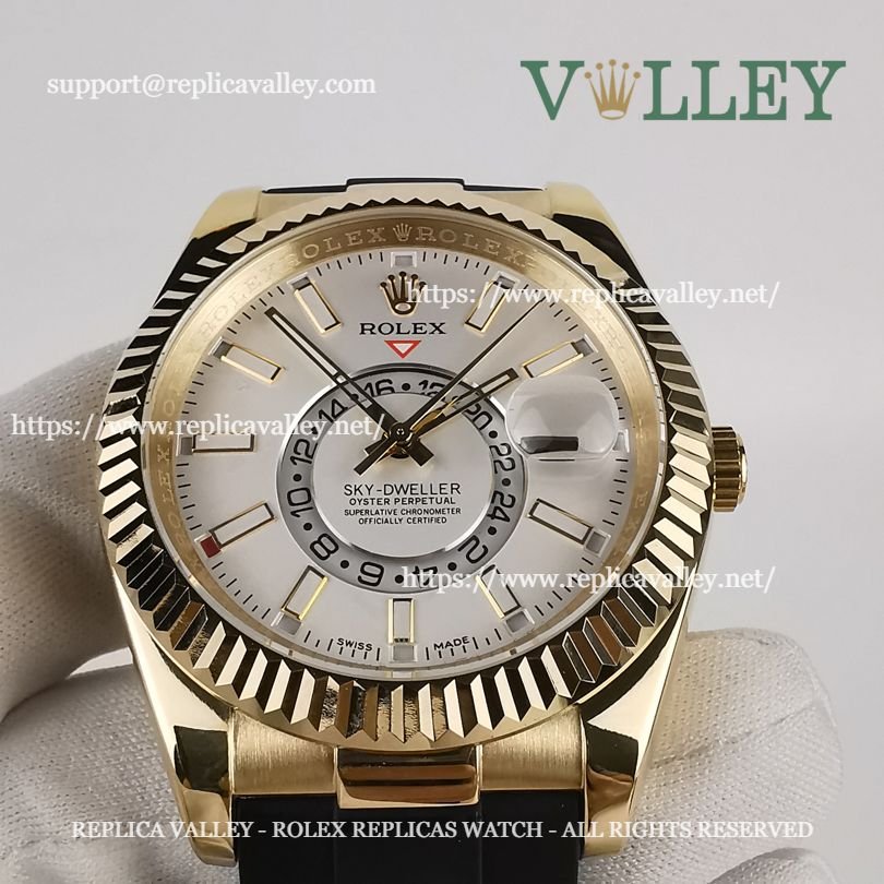 SKD322 Rolex Sky-Dweller 326238 Rubber Strap White Dial