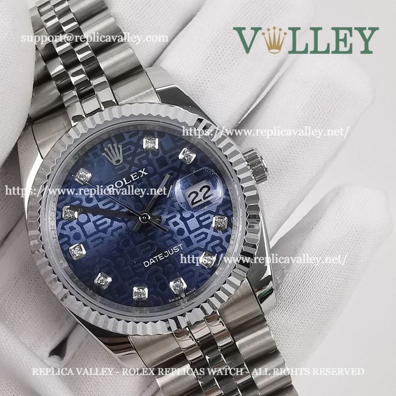 DJ36010 Rolex Datejust 116234 Fluted Bezel Blue Jubilee Diamond Dial