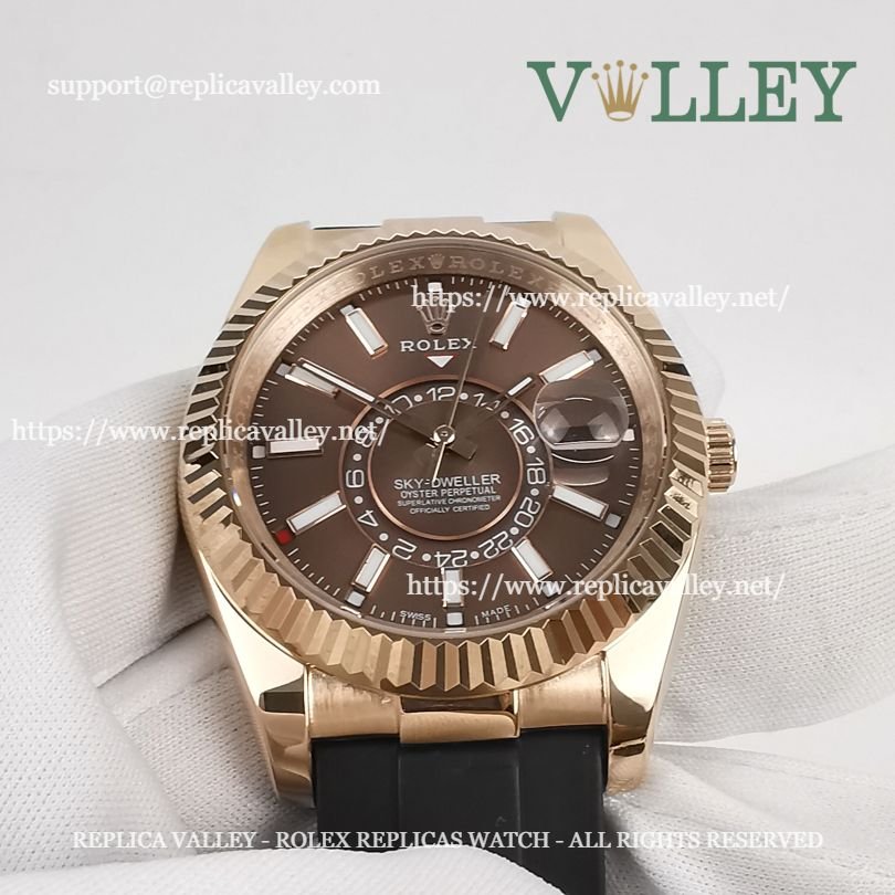 SKD223 Rolex Sky-Dweller 326235 Rubber Strap Chocolate Dial