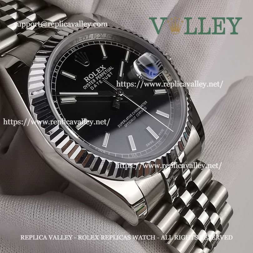DJ36006 Rolex Datejust 116234 Fluted Bezel Black Dial