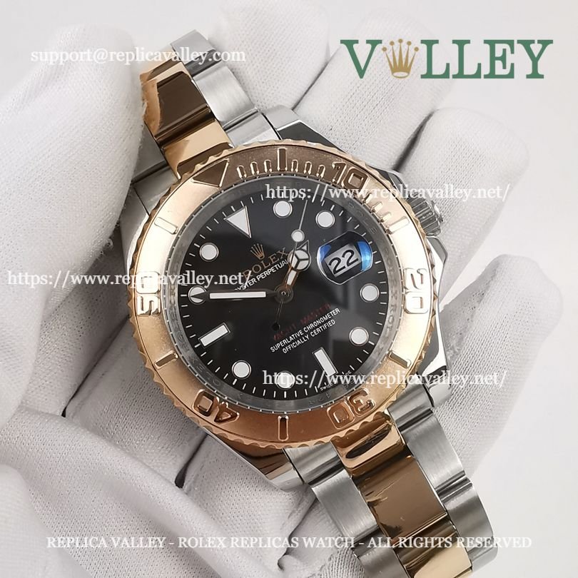 Y101 Rolex Yacht-Master 126621 Rose Gold Two-Tone Black Dial