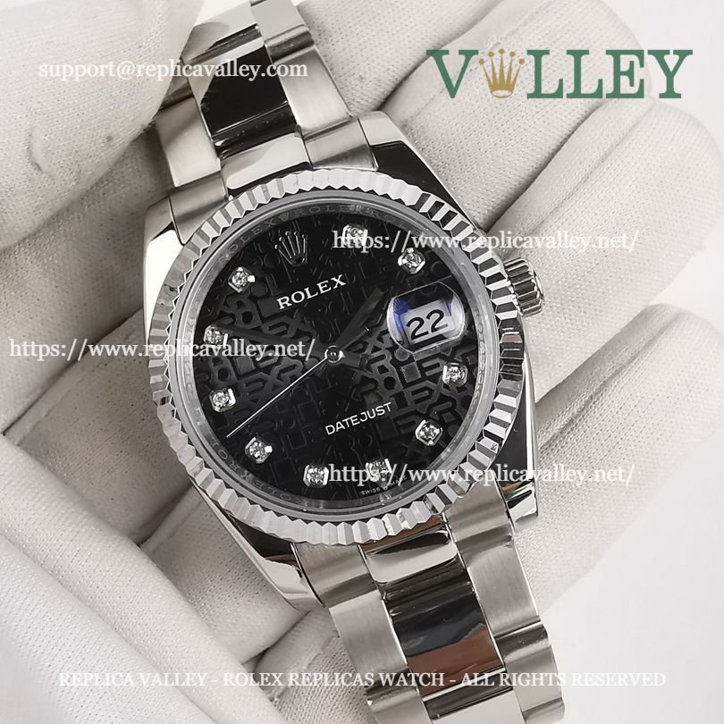 DJ36104 Rolex Datejust 116234 Black Jubilee Diamond Dial Oyster Bracelet