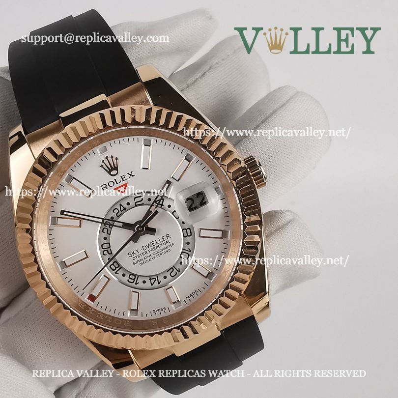 SKD222 Rolex Sky-Dweller 326235 Rubber Strap White Dial