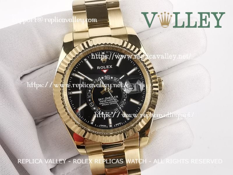 e65ef3c0a2d6fae84576fd5b58c34a3f578bc97d SKD301 Rolex Sky-Dweller 326938 Yellow Gold Black Dial - Image 1