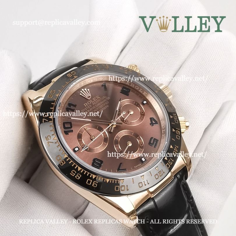 D653 Rolex Daytona 116515 Rose Gold Leather Chocolate Dial