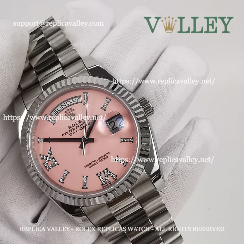 DD36005 Rolex Day-Date 128239 Fluted Bezel Pink Opal Dial