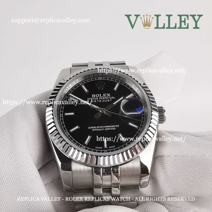 DJ36006 Rolex Datejust 116234 Fluted Bezel Black Dial