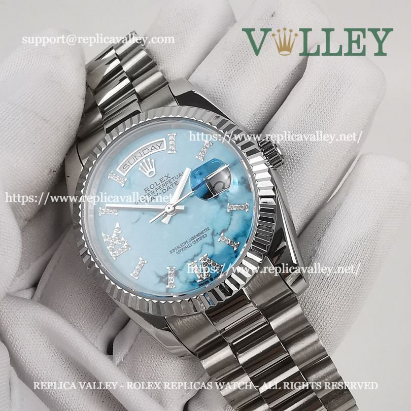 DD36006 Rolex Day-Date 128239 Fluted Bezel Turquoise Dial
