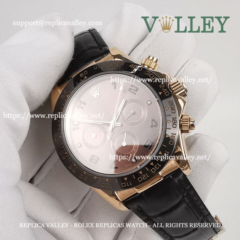 D653 Rolex Daytona 116515 Rose Gold Leather Chocolate Dial