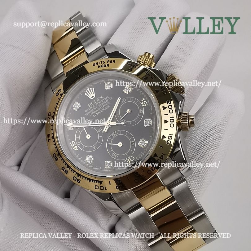 D208 Rolex Daytona 116503 Two Tone Black Diamond Dial