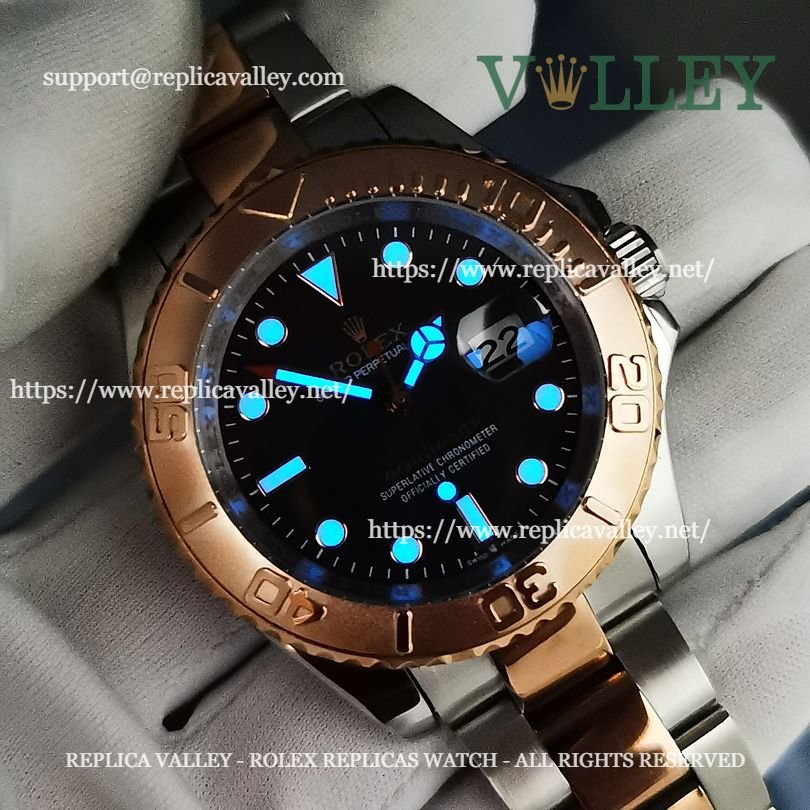 Y101 Rolex Yacht-Master 126621 Rose Gold Two-Tone Black Dial