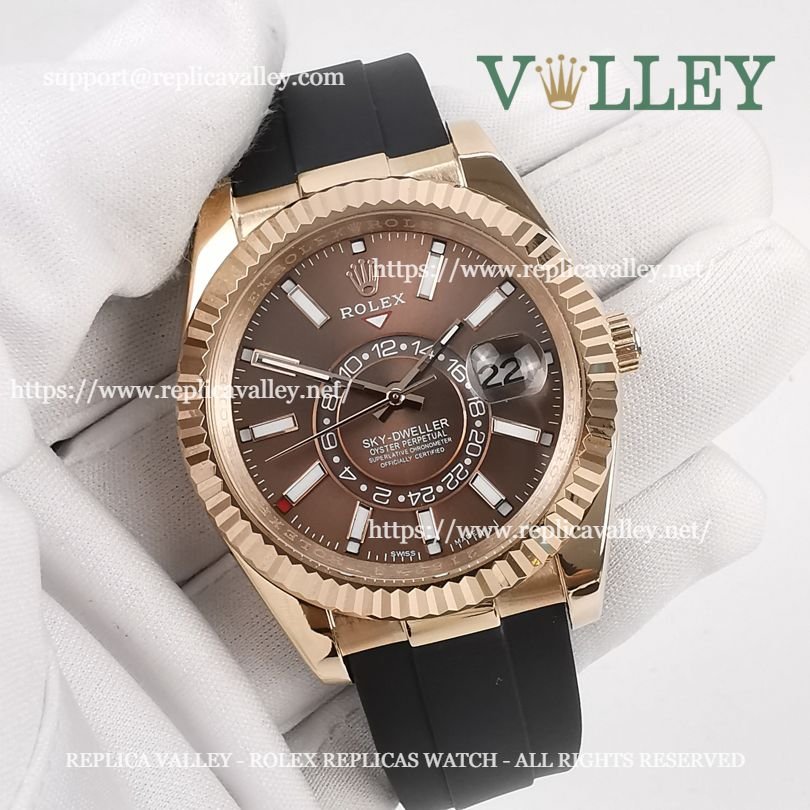 SKD223 Rolex Sky-Dweller 326235 Rubber Strap Chocolate Dial