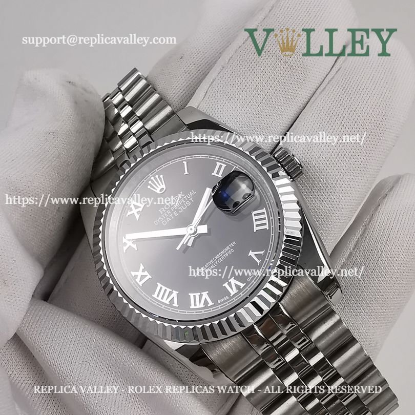 DJ36002 Rolex Datejust 116234 Fluted Bezel Black Roman Dial